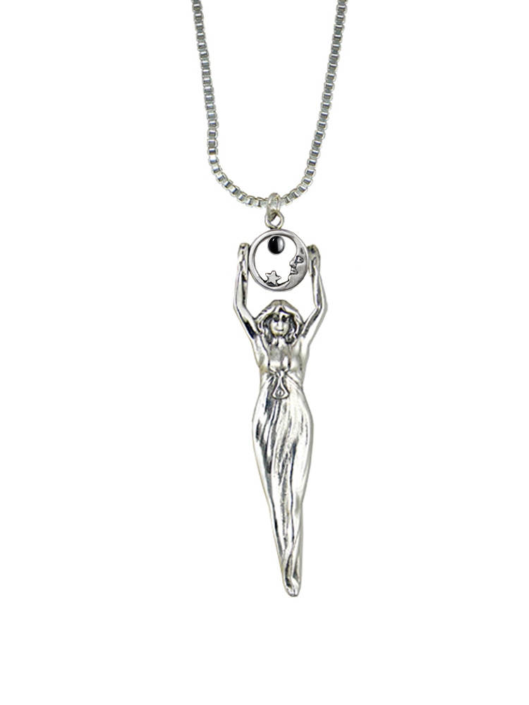 Sterling Silver Moon Goddess Pendant With Hematite